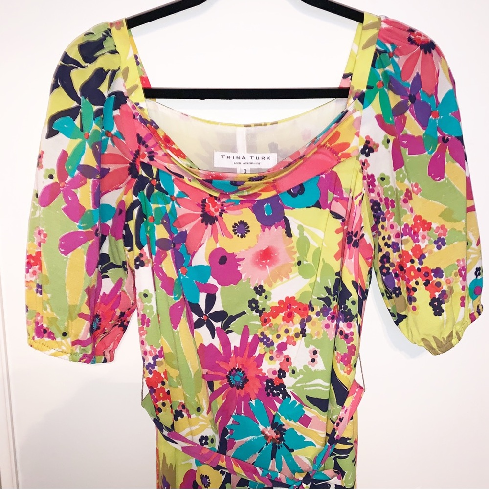 Trina Turk Size 0 Floral Multicolored Dress - Picture 2 of 8